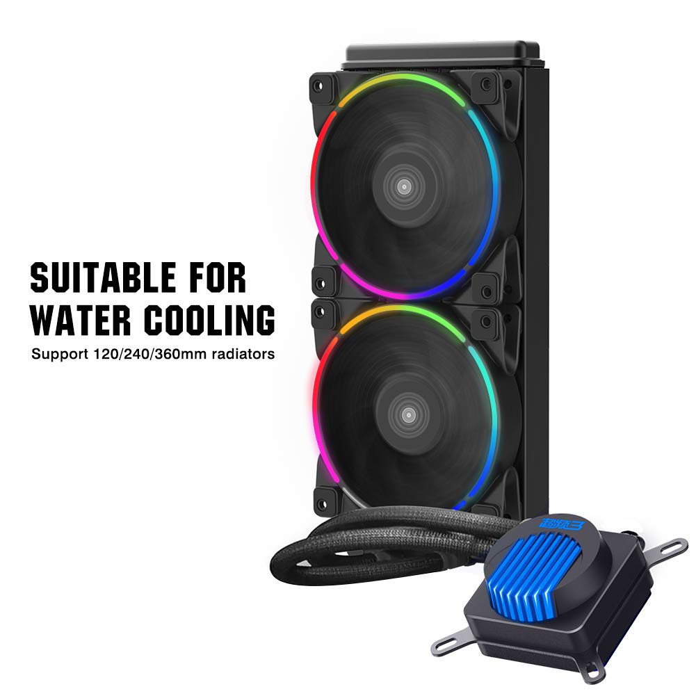 Pccooler 120mm Fan Moonlight Series, PC-3M120 RGB LED Computer Case Fan - PWM PC Cooling Fan - Dual Light Loop Quiet Fan/Multiple Light Modes with Controller for PC Cases, CPU Coolers (Multicolor)