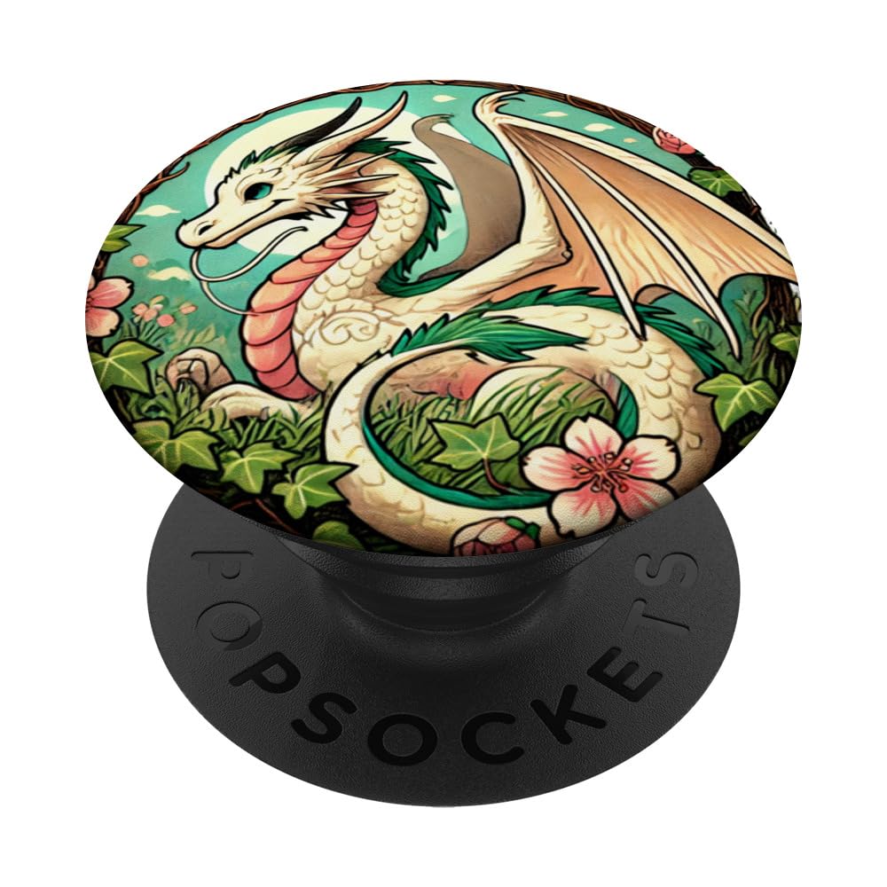Dragon Cherry Blossoms Dragons pink cherry blossom PopSockets Swappable PopGrip