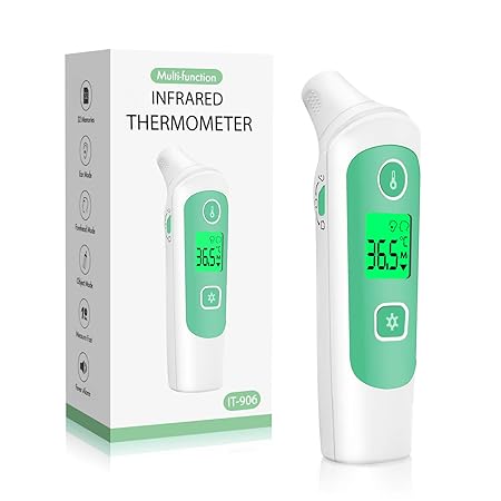 Fieberthermometer Ohrthermometer Stirnthermometer, Infrarot Digital Thermometer für Baby Kinder Erwachsenen und Objekte Oberf