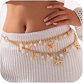 Starfish Seashell Body Chain for Women - Bohemian Waist Chain Adjustable Waterproof Beach Belly Chain Summer Jewelry