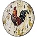 Home Decor Clock, Colorful Retro Arabic Numerals Style,Silent Non -Ticking Quartz Wooden Wall Clock, Large Wall Art Decorative for Kitchen,Living Room,Kids Room and Coffee Decor (12 Inch, Rooster)