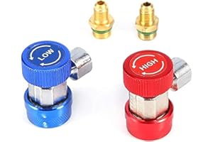 R134a Quick Coupler, 2 PCS Adjustable Car R134a Adapter Fittings HVAC Connector Adapter