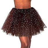Jewemia Tutu Skirts Tulle Tutu Tutus for Women Classic Elastic 4 Layered Short Tulle Skirt Running Rave Costume for Women
