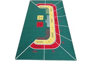 Baccarat Table Top Layout Table Mat, Las Vegas Style Green Casino Baccarat Game Table Cover Mat, Great for Poker Game Night E