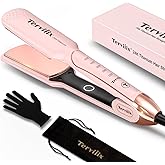 Terviiix Titanium Flat Iron Hair Straightener - ARC Non-Snagging for Smooth, One-Swipe Results, Salon-Grade Wide 1-3/4 Inch Straightening Iron Saves Time on Thick, Curly, Black & Natural Hair, Pink