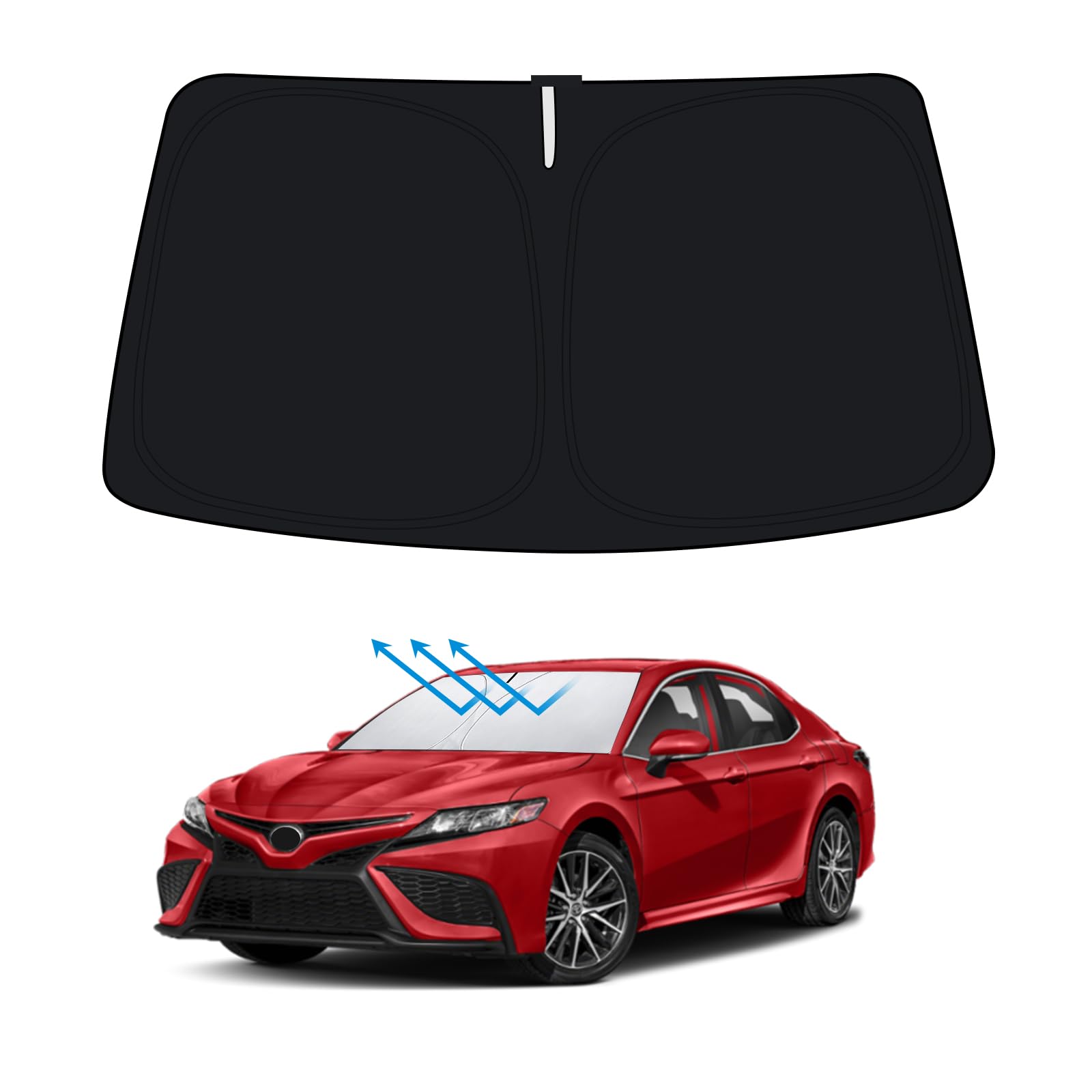 Photo 1 of BESTVIEW Front Windshield Sun Shade Compatible with Camry LE XLE Hybrid SE XSE Sedan 2018-2024, Foldable Reflective Sunshade for Car Front Window, 3 Layers 210T Material