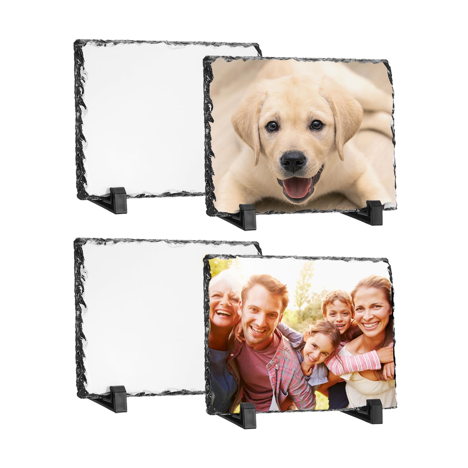PATIKIL Sublimation Slate Blanks, 4 Pcs Rectangular Stone Sublimation Photo Frame Heat Press Sublimation Plaque for Making Memorial for A Friend, Dog, Personalized Gift, White, 7.9 x 6 โ image 1
