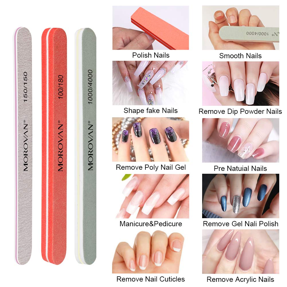 Nail Files And Buffers, Professional Manicure Tool Buffer And Shine Block Kit, 100 180 240 Grit Double Sided for Natural Nails Poly Nail Gel Tools Kit Women Girls Acrylic Nails, Salon Nail Art 6PCS : Beauty