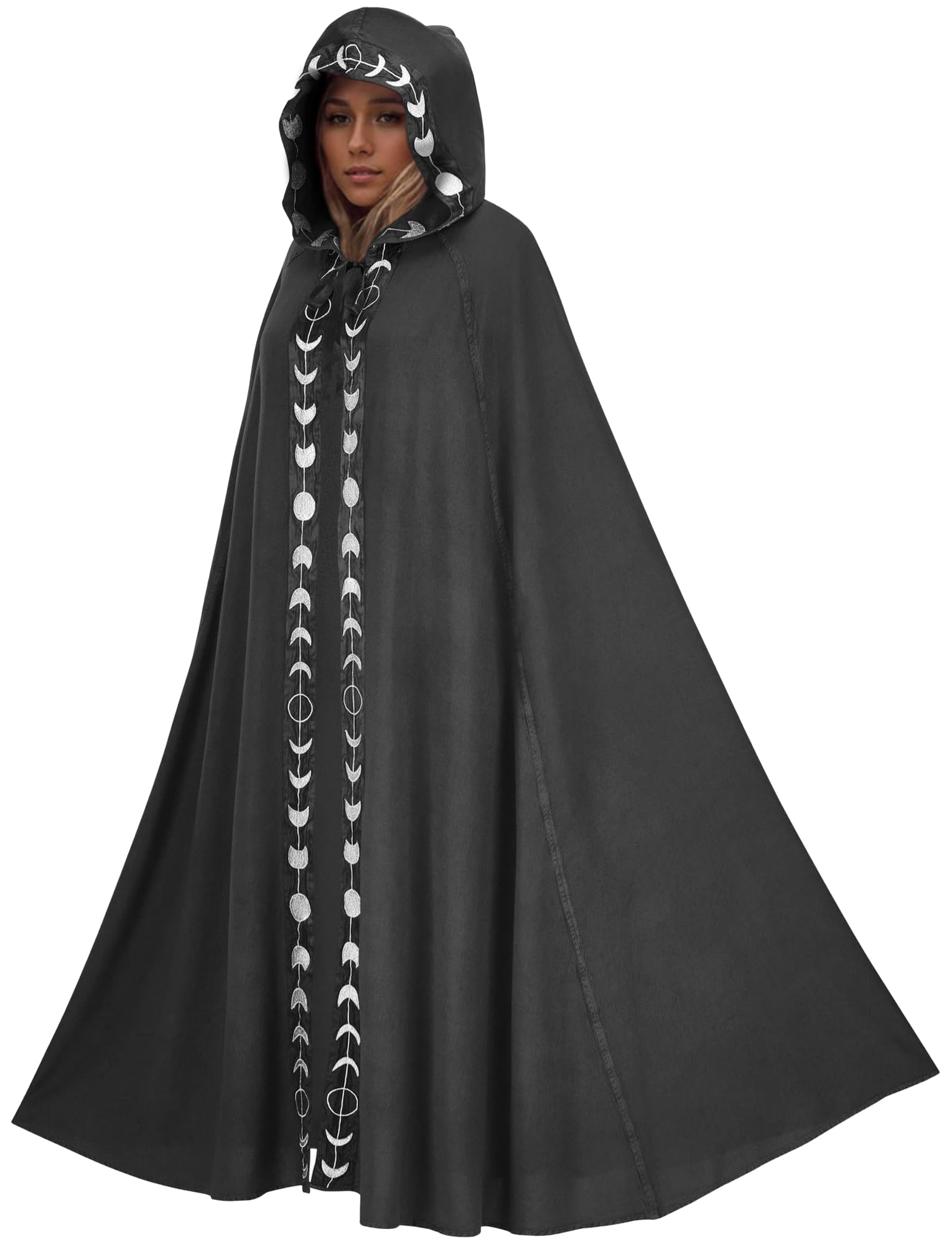 Ausing Adult Medieval Halloween Costume Women Grim Reaper Hooded Cape With Hood Men Cosplay Witch Cloak Adults Fancy Dress Vampire Costumes Long Wizard Robe Accessories Capes Outfit Dresses Black Xs — image 1