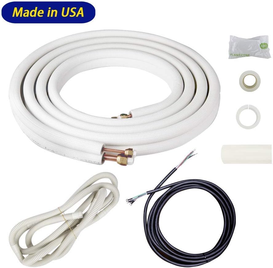 Wostore 16 Fittings with HVAC Set Line Coil Insulated Conditioner Air