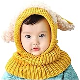 Scarf Woolen Earflap Hood Warm Skull Knit Caps,Crochet Earflap Pilot Hats Beanie Cap for Toddlers Baby Girls and Boys