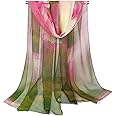 Pokeedioty Scarfs for Women Lightweight Fashion Floral Pattern Sheer Scarfs Shawl Wrap Scarves