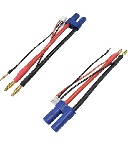 FLY RC Lot de 2 connecteurs EC5 mâle vers banane de 4,0 mm avec câble en silicone pour chargeur de batterie Lipo pour alimentation FPV RC FLY RC Lot de 2 connecteurs EC5 mâle vers banane de 4,0 mm avec câble en silicone pour chargeur de batterie Lipo pour alimentation FPV RC