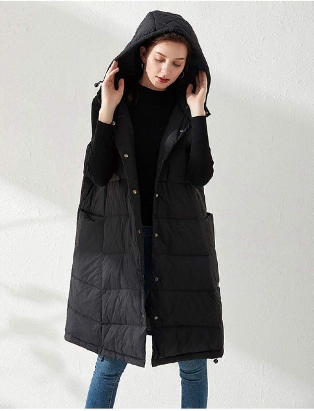 CIDCIJN Women Down Vest,Winter Thick Women'S Long Vest White Duck Down