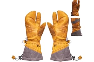 Expedition Split Mittens, Waterproof Winter Three-Finger Leather Cowhide Mitt, Sherpa Lined Work Mitten Glove