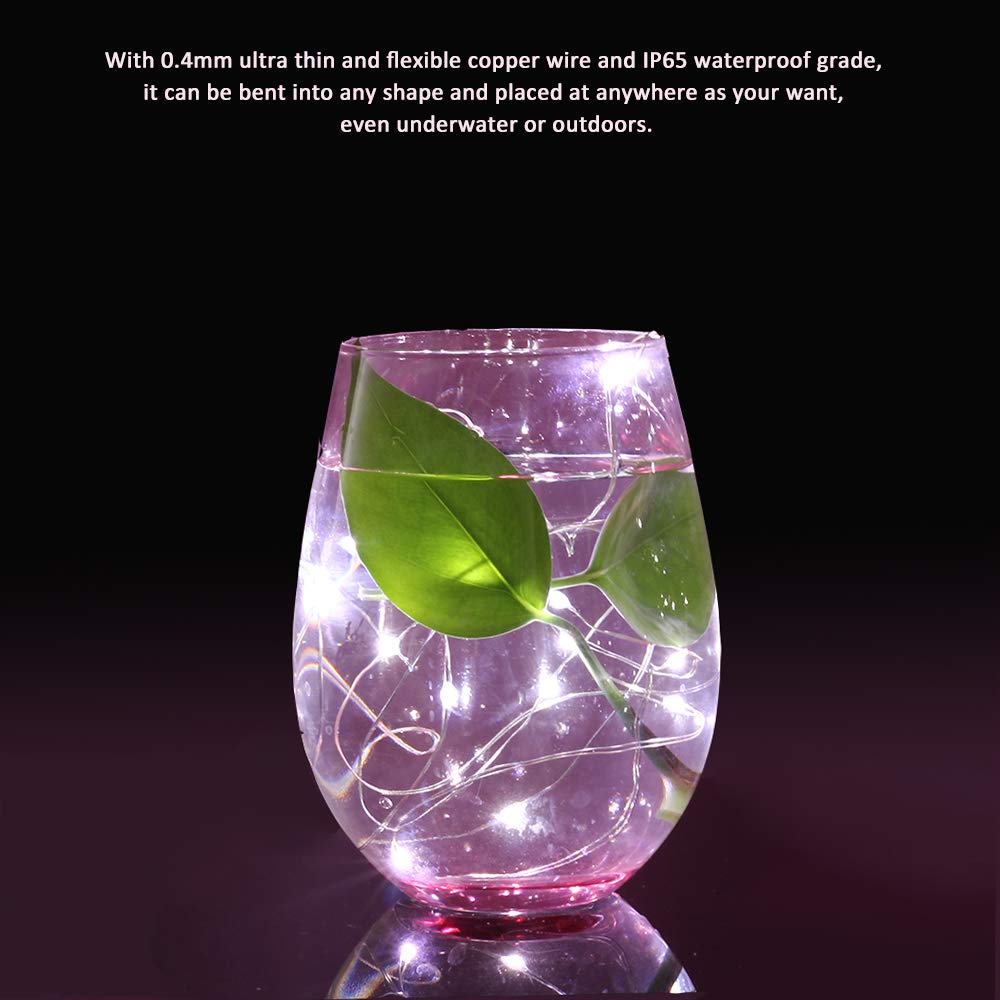 Icstation 3ft/1m Fairy String Light Pure White Strip Lights 10 Micro LED CR2032 Battery Powered Waterproof for Christmas Garden Patio Wedding Bedroom Decoration (Pack of 10)