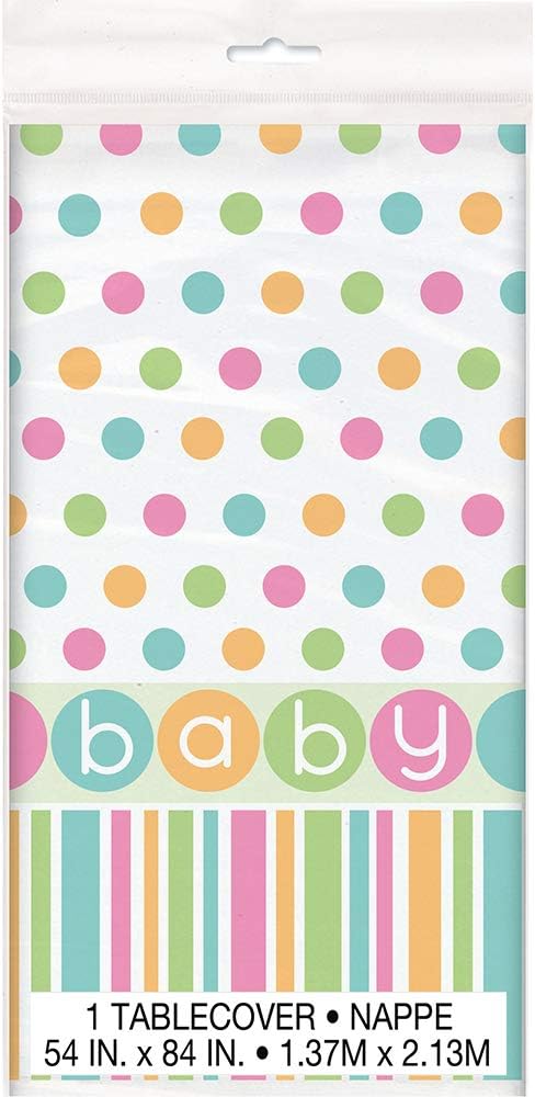 Unique Party 42353 - Pastel Baby Shower Plastic Tablecloth, 7ft x 4.5ft, Multicolor, 83.9 x 53.9 inch (Rectangular) - Image 3