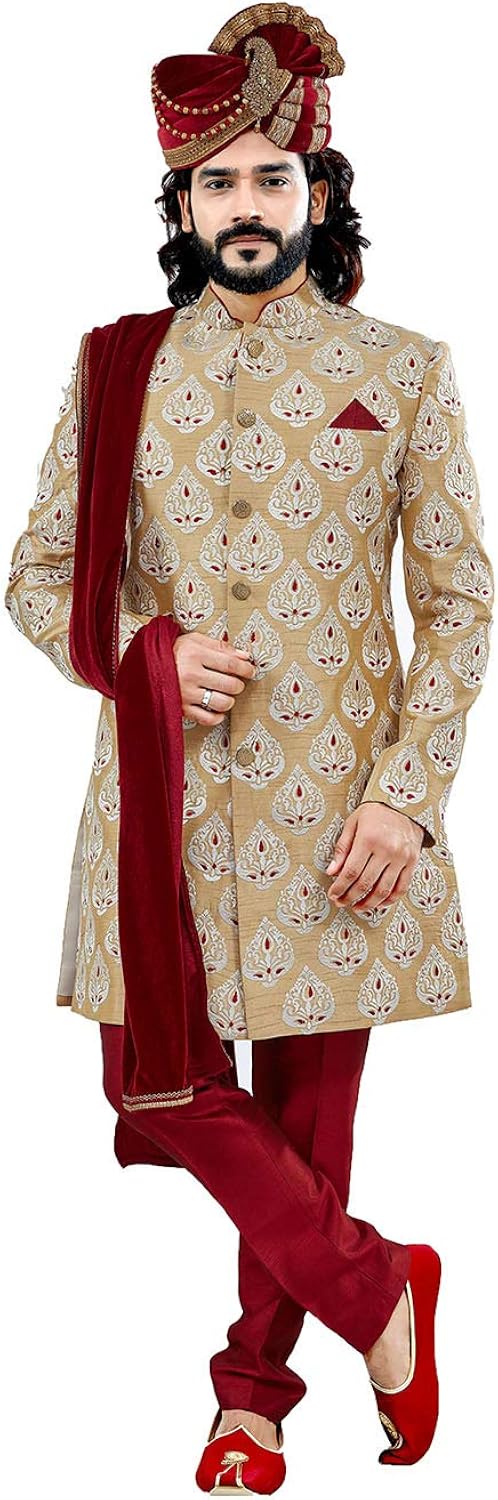 Indian Traditional Partywear Ethnic Reception Designer Marriage Mens Sherwani.ICW2491-7 at 