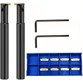 Zouzmin 5/8 ", 3/8" MGEHR/L MGIVR/L Lathe Grooving Cut-Off Parting Tool Holder with MGMN150/200 Carbide Grooving Inserts for Steel (2pcs 5/8 Grooving Holders with 10pcs mgmn150 Inserts)