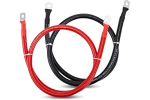 Mxmoonfree 1/0 AWG Gauge Battery Cable Power Inverter Cables with 3/8 Inch lugs for Solar Marine RV Car Truck Tractor Motorcycle 2pcs (3.3FT)