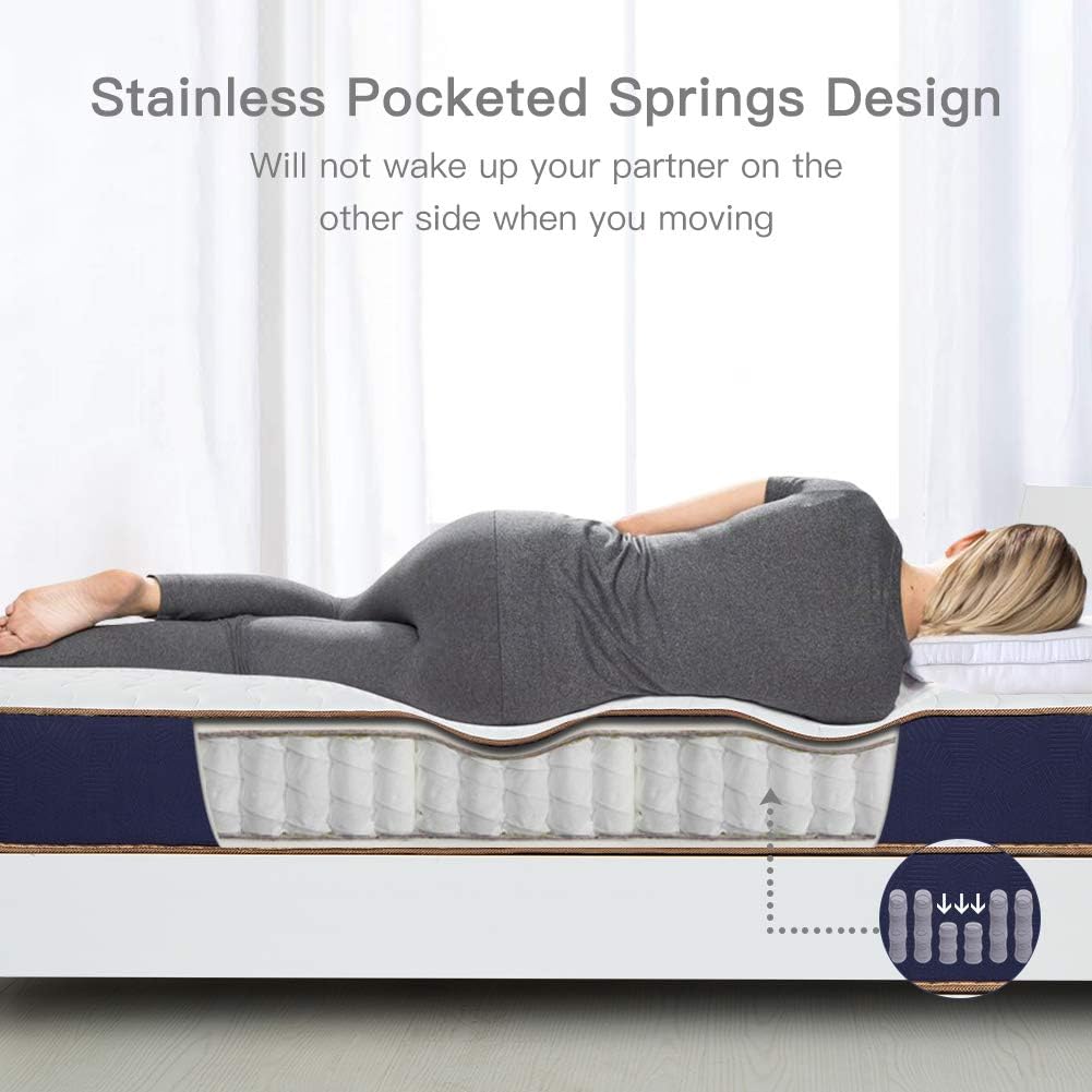 BedStory Pocket Spring Mattress, Blue, 90x190x23cm - Image 5