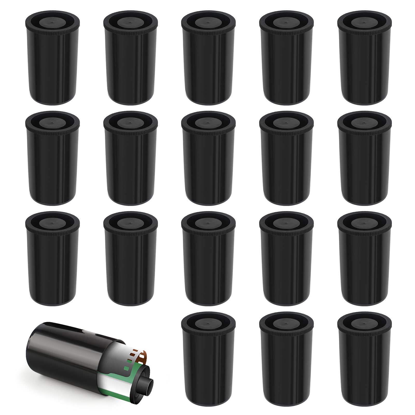 30Pcs Film Cannisters - 35mm Plastic Film Canisters with Lids for Scientific Activity (Black)