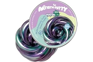 WATERELF Play Fidget Galaxy Putty Slime for Kids, Artistic Therapy Putty for Boys Girls Adults, Therapy Sensory Toys Stress Relief Non-Sticky, Thanksgiving Day Gifts - 3.11 Inch 3.2 Oz - Green Purple
