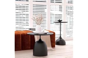 TUSOPORT Side Tables Nesting Tables Round Side Table Set End Table Set Modern Table Bedside Set Livingroom Table Sofa & Console Table Pedestal Tables Coffee Tables Metal Table End Tables (Matt Black)