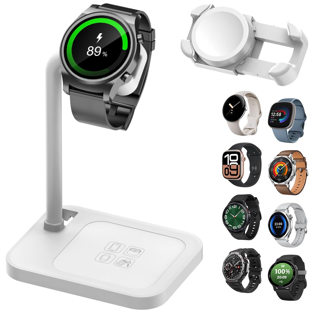 AODUKE Universal Smart Watch Charging Base Stand for/Google/huawei/Garmin/Pixel/Diesel/Fossil/Fitbit/Skagen/Michael/Samsung Galaxy Watch Charger Station Holder Dock Bracket(02S-W)