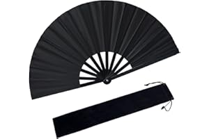 Joyline Boots on The Ground Fan,Large Black Line Dance Popping Fans,Chinese Classic Folding Hand Fan Clacking Fans for Dancing,Performance,Exercise