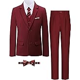 A&J DESIGN Boys Formal Slim Fit Suit Kid Tuxedo Dress Outfit, Jacket & Pants & Vest & Dress Shirt & Zipper Tie & Bowtie