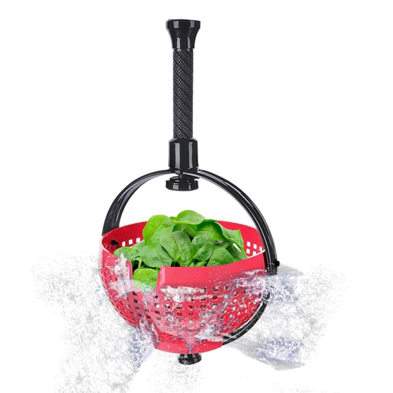 Easy-to-Use Salad Spinner shakers Large Capacity Non-Scratch Colander Dryer Spina Collapsible Handle Home 360 Rotary Drain Rack Kitchen Cleaning Basket Washer Fruit Vegetable Lettuce Cleaner (Red)