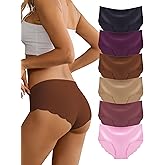 Dawnrole Seamless Underwear for Women Mid Waist No Show Stretch Panties Ladies Invisible Wave Edge Briefs 6 Pack