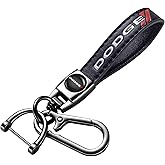 leather car keychain set for Dodge men and women family present keychain key ring lanyard accessories (black)