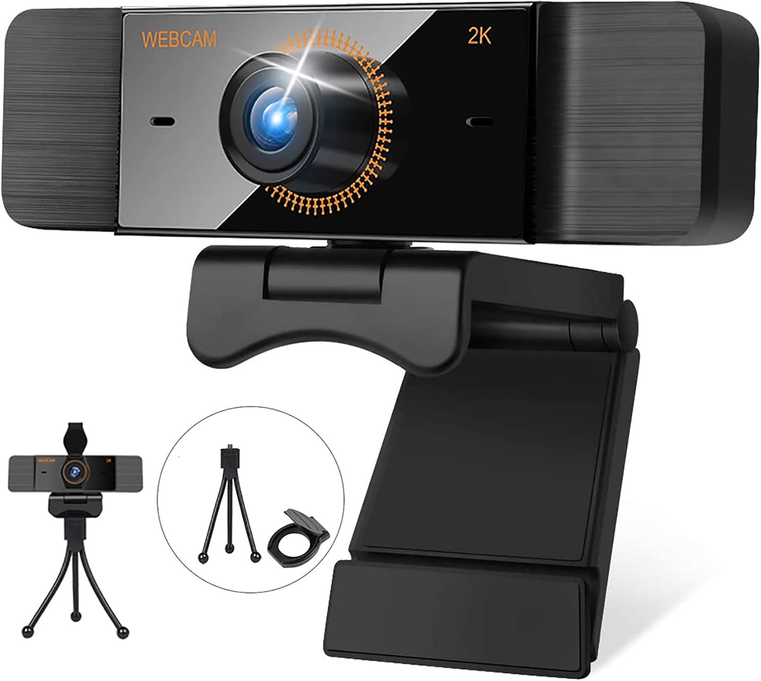 2K cam for PC Windows 10 PC  Camera with Cover and Tripod USB
