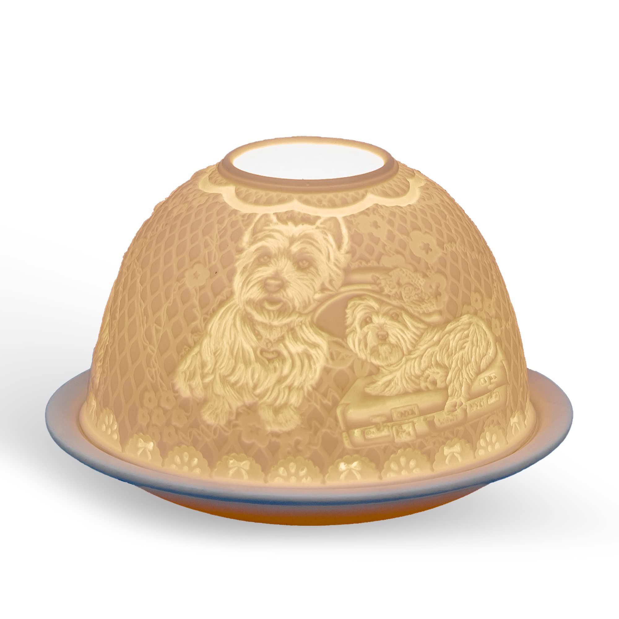 Light-Glow Tealight Candle Holder - Westie Dogs LD90006, White, Approx. H8 x Ø12cm or H3.2" x Ø4.7"