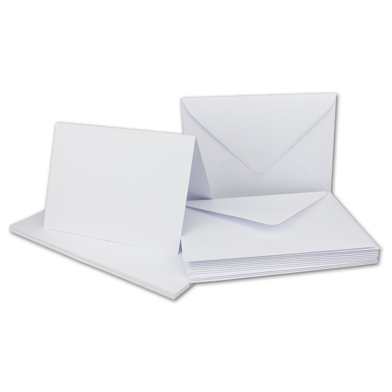 Glüxx Agent 50 double cards set DIN A6 white - 14.8 x 21.0 cm open - 240 g/m² with envelopes DIN C6-11.3 x 16.0 cm - 120 g/m² white wet glue