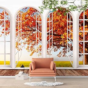Wall Murals for Bedroom Vies from French Window Design Removable Wallpaper Peel and Stick Wall Stickers - 66x96 inches