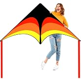 Large Single Line Beach Kite for Adults,Easy to Fly Kites for Kids Age 4-12 | Beginner Delta Nylon Kite, Each Comes with 300Ft String Handle, Seaside Vacation Use