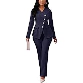 Pant Suits for Women Dressy Long Sleeve Blazer Jackets and High Waisted Wide Leg Pants Sets 2 Piece Work Outfit 2025