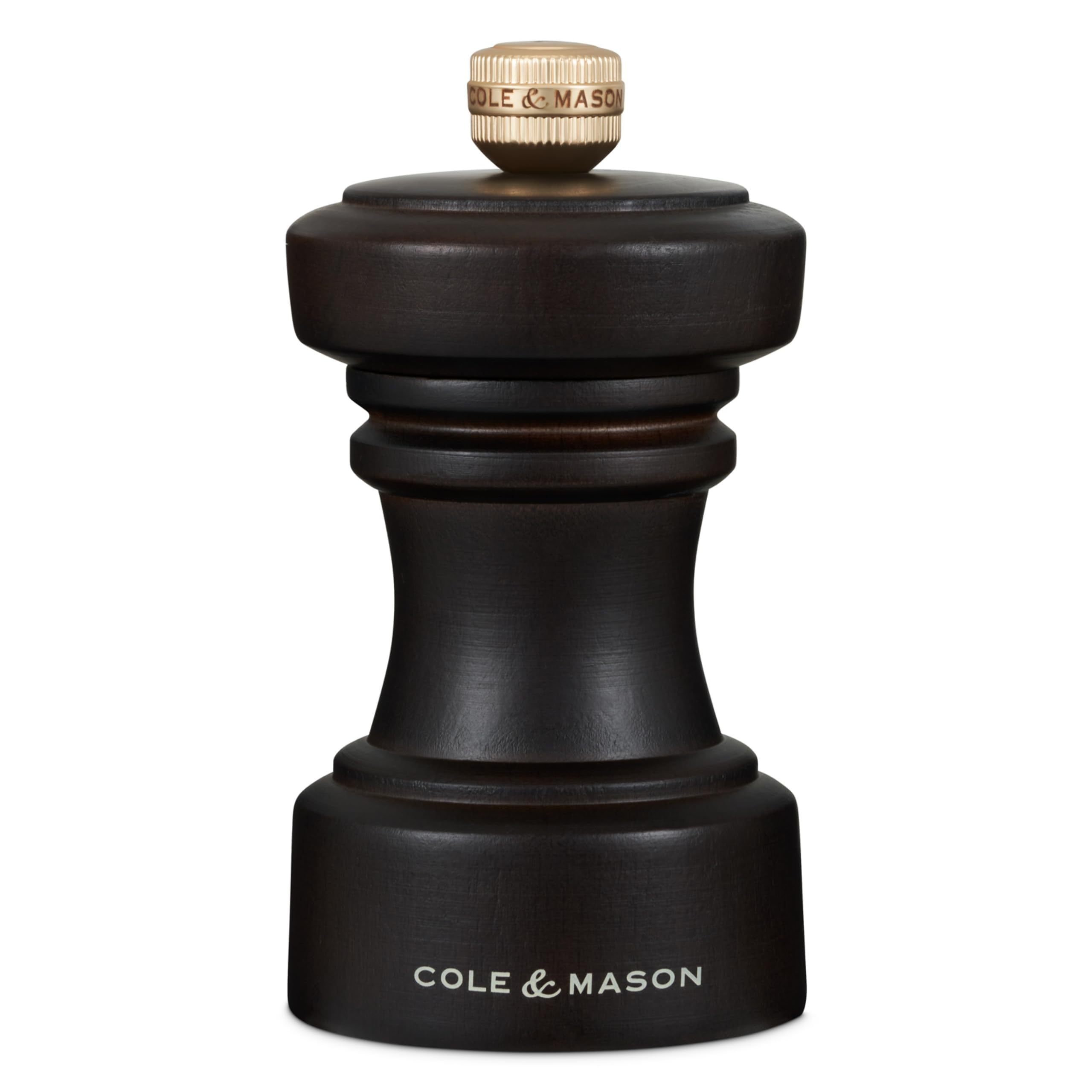 Cole & Mason Hoxton Chocolate Wood Pepper Mill, Precision+ Carbon Mechanism, Compact Pepper Grinder with Adjustable Grind, Beech Wood, 104mm, Seasoning Mill, Lifetime Mechanism Guarantee