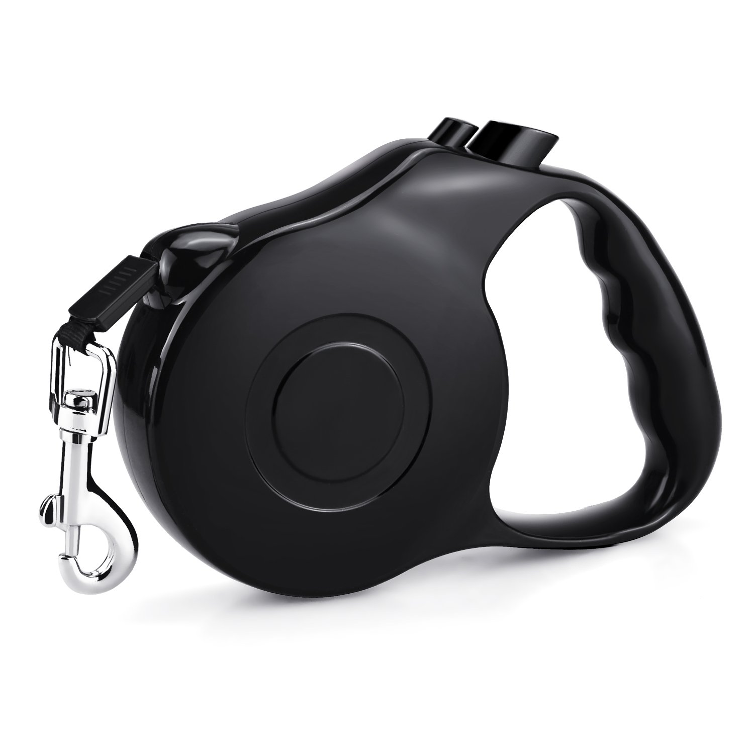 Retractable Dog Leash 16.5FT Extra Long Walking Leash with Break and Lock Button, Tangle Free, Reflective Ribbon Cord, Suitable for Small Medium Breed Dogs By WLWQ - Up to 33LBS / 15KGS Pets (Black）