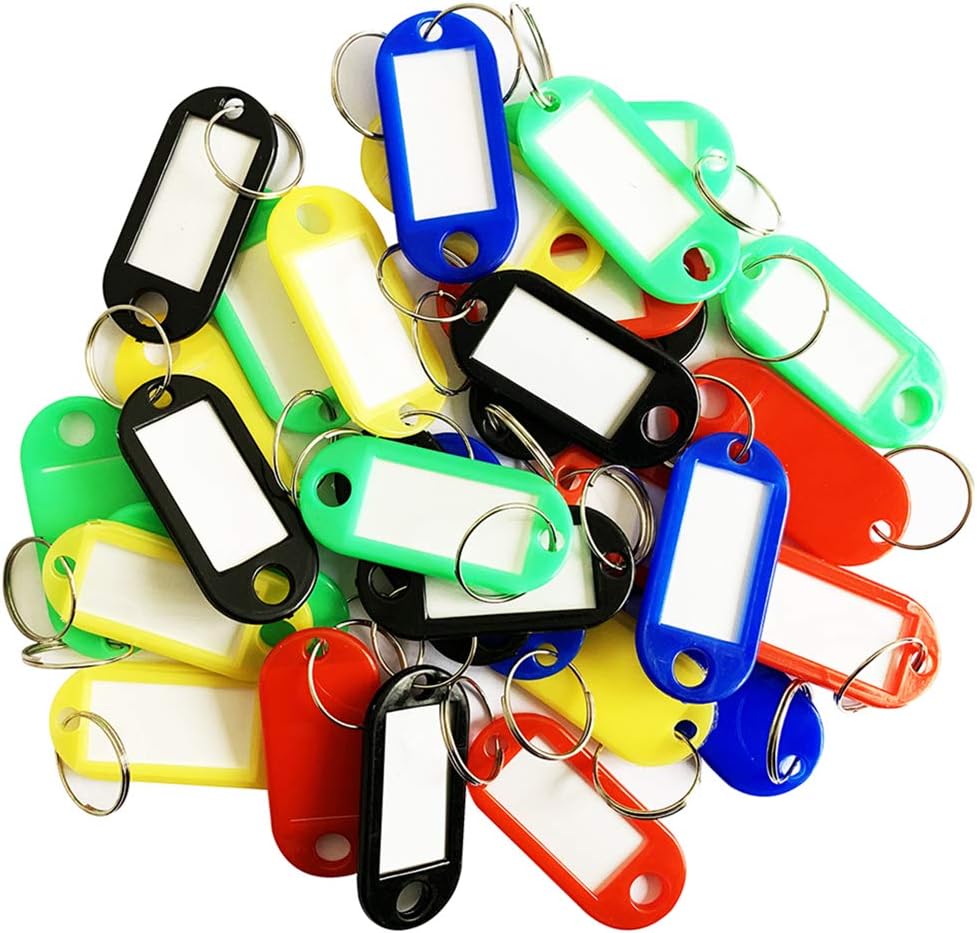 30 Pcs Key Tags with Split Ring 5 Colours Coloured Key Labels (StyleB