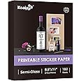 Koala Semi Glossy Sticker Paper for Inkjet & Laser Printer - 100 Sheets 8.5 x 11 Inch Printable Photo Sticker Paper, Work Well with Cutting Machine