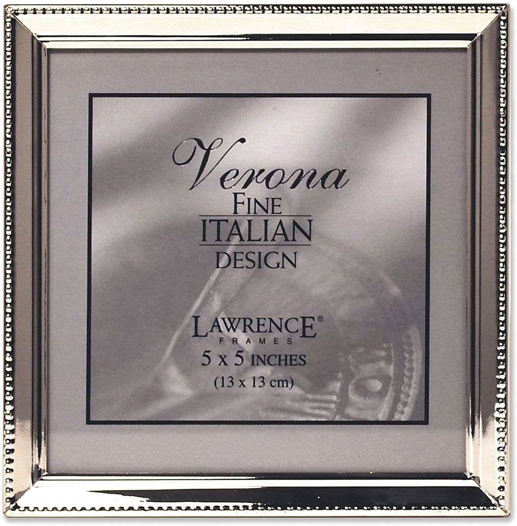Lawrence 11655 Polished Silver Plate 5x5 Picture Frame - Bead Border Design — image 1
