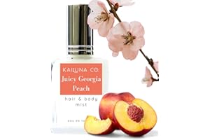 KAILUNA CO. Juicy Georgia Peach Natural Hair & Body Mist Spray, Pure Essential and Fragrance Oils, Alcohol-Free, Handmade in California, 0.5Fl Oz