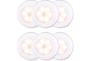 STAR-SPANGLED 6 Pack 2.8” Motion Sensor Lights Indoor AAA Battery Operated, Stick on LED Puck Light for Stairs, Under Cabinet