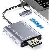 CFexpress Type B Card Reader with USB 3.2 Gen 2 10Gbps &amp; USB-C/USB-A 2-in-1 Type B CFexpress Adapter, Compatible with Windows/Mac/Linux/Android, for iPhone 17/16/15, Laptops, Tablets, Smartphones