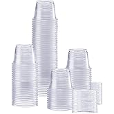 Comfy Package [100 Sets - 1 oz.] Plastic Disposable Portion Cups With Lids, Souffle Cups