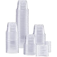 Comfy Package [100 Sets - 1 oz.] Plastic Disposable Portion Cups With Lids, Souffle Cups